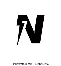 Letter N design lightning power symbol energy electricity logo icon bolt isolated on white background. Vector Illustration