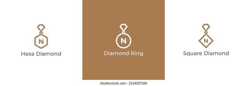 Letter N Diamond Logo Concept sign icon symbol Design. Diamond with Circle, Hexagon and Square Combination. Vector illustration logo template