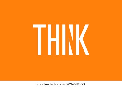 The letter "n" is different but still harmonious in the word "think" because common senses can read this word easily. For presentation, business, education, portfolio, T-shirt. Vector, illustration.