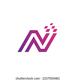 
Letter N digital logo, Letter N logo for technology