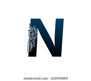 Letter N Digital Network , Technology and digital abstract line connection vector logo. (sign, symbol, icon, design element). New Technology design.