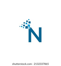 Letter N digital pixel logo design template element, featuring a modern tech-inspired style—perfect for IT companies, digital agencies, startups, or brands seeking an innovative and futuristic visual 