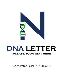 Letter n DNA logo template. Design with chromosome symbol. Suitable for research, science, medical, logotype, technology, lab, molecule, protein, nucleus etc