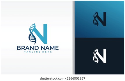 Vector de logotipo de ADN de letra N