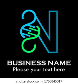 Letter N with DNA vector. suitable for medical, technology, biology, science, logotype, company, genetic etc