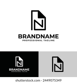 Letter N Document Logo, suitable for business related to document or paper with N initial