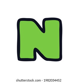 Letter n doodle logo icon sign Alphabet symbol emblem Decoration book concept Art game design Cartoon children's style Fashion print clothes apparel greeting invitation card cover flyer poster banner