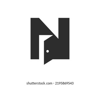 Letter N Door Logo Design Combined With Minimal Open Door Icon Vector Template