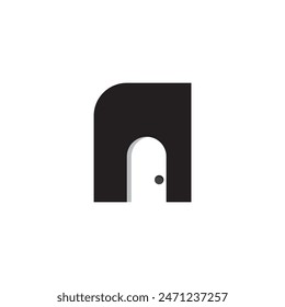 letter N door logo design business.