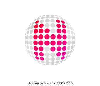 Letter N Dot 3D Sphere Icon Logo Design Element