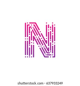 Letter N with Dots and Lines logotype,Fast Speed, Delivery, Digital and Technology for your Corporate identity