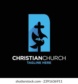 Letter N Dove Christian Logo Design Template Inspiration, Vector Illustration.