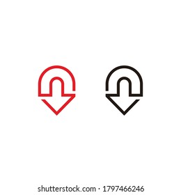 letter n down arrow simple geometric line logo vector