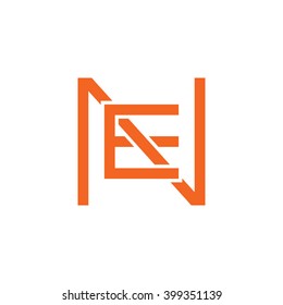letter N and E monogram square shape logo orange