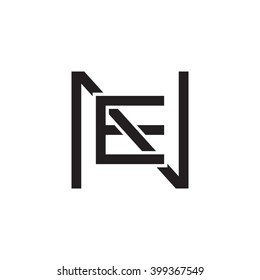letter N and E monogram square shape logo black