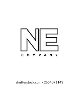 Letra N y E, Plantilla de diseño de logotipo NE. Logotipo inicial basado en monograma mínimo.
