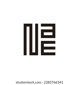 Letter N, a and E square, rectangle  geometric symbol simple logo vector