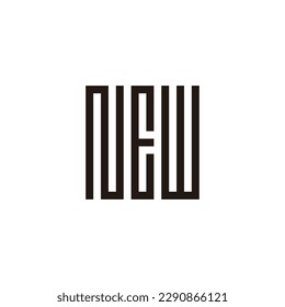 Letter N, E and W square, rectangles geometric symbol simple logo vector