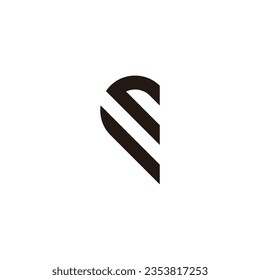 Letter n, E wings geometric symbol simple logo vector