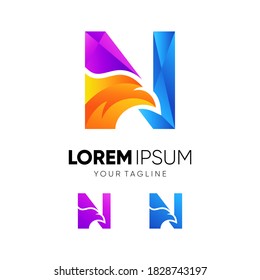 Letter N Eagle Colorful Logo Design Vector