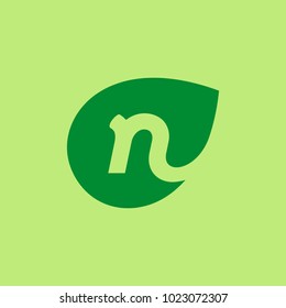 Letter N eco leaves logo icon design template elements