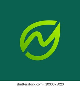 Letter N eco leaves logo icon design template elements