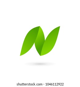 Letter N eco leaves logo icon design template elements