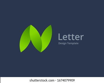 Letter N eco leaves logo icon design template elements