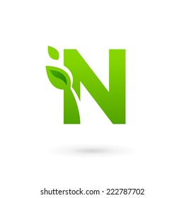 Letter N eco leaves logo icon design template elements 