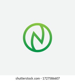 Letter N eco logo icon design template, O logo
