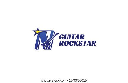 letter N electric guitar alphabet logo