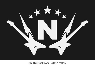 letter N electric guitar vector logo design