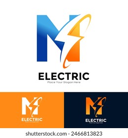 Letter N Electric Logo vector design. Suitable for initial Lightning Bolt,  corporate, technology, and poster illustration symbol
