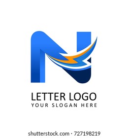Letter n ELECTRICAL Alphabet Logo