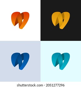 Letter N Elegant Logo Design Template with Tooth Shape
