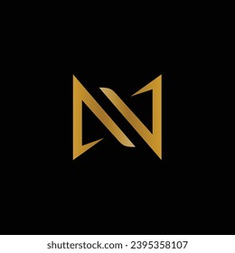 Letter N elegant and Luxury logo design with shiny gold color