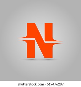 Letter N Elegant typographic orange