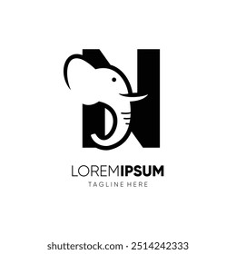 Letter N Elephant Logo Design Vector Icon Graphic Emblem Illustration Symbol