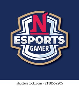 Letter N esport logo badge illustration. Champion sports league logo emblem badge graphic