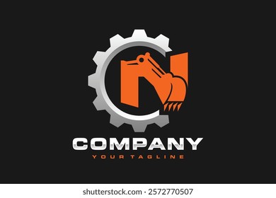 letter N excavator gear logo