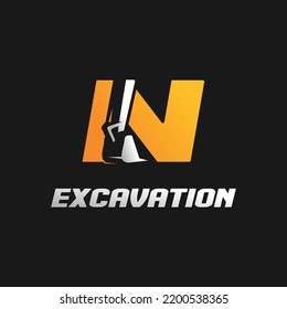 Letter N excavator logo concept template vector.