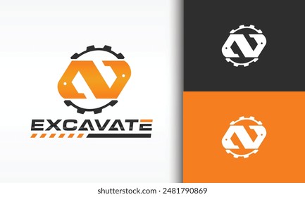 letter N excavator set logo