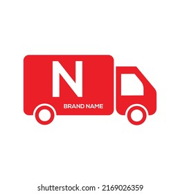 Icono del camión con logotipo de entrega rápida Carta N, símbolo de entrega. Ilustración vectorial.
