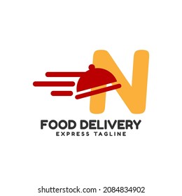 letter N express food delivery vector initial logo design