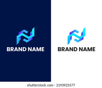 Letter N And F Mark Modern Logo Design Template