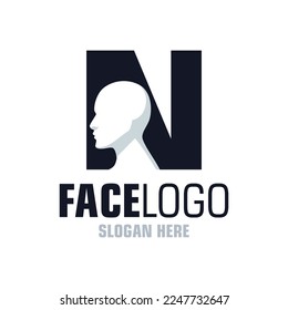Letter N Face Logo Design Template Inspiration, Vector Illustration.