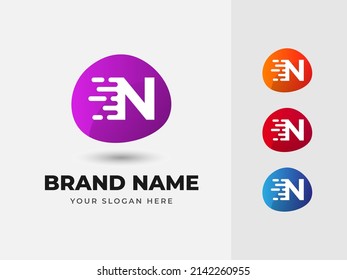 Letter N Fast Speed Technology Abstract Colorful Vector Logo Design