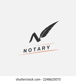 Letter N with feather concept. Notary symbol vector