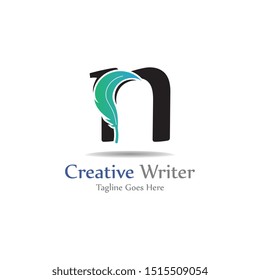Letter N with feather template design, concept design creative symbol
