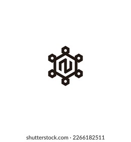 Letter N in figure, hexagons geometric simple symbol logo vector
